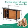 46"Dog House Outdoor & Indoor Heated Wooden Dog Kennel for Winter with Raised Feet Weatherproof for Large Dogs(Gold red and black)PVC waterproof roof(