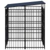 Outdoor Dog Kennel with Roof Steel 39.7 ft¬≤