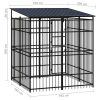 Outdoor Dog Kennel with Roof Steel 39.7 ft¬≤