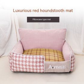 Removable And Washable Pet Bed Four Seasons Universal (Option: Red-With Mat Cover-M)