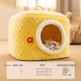Kennel Four Seasons Universal Removable And Washable Winter Warm House (Option: Yellow-L)